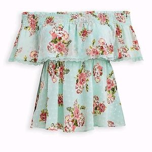 Green ruffled top from Torrid